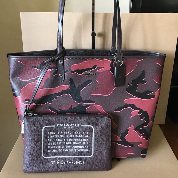 coach reversible camo tote